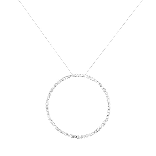 .925 Sterling Silver 5.0 Cttw Prong Set Round-cut Diamond Open Circle Hoop 18