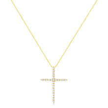 10K Yellow Gold Plated .925 Sterling Silver 2.0 Cttw Round Cut Diamond Cross Pendant Necklace (J-K Color, I1-I2 Clarity) 18"-1