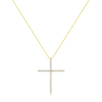 10K Yellow Gold Plated .925 Sterling Silver 3.0 Cttw Prong-Set Round Brilliant Cut Diamond Cross 18