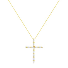 10K Yellow Gold Plated .925 Sterling Silver 3.0 Cttw Prong-Set Round Brilliant Cut Diamond Cross 18" Pendant Necklace (J-K Color, I1-I2 Clarity)-1