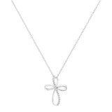 .925 Sterling Silver Diamond Accent Cross Ribbon 18