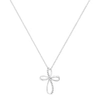 .925 Sterling Silver Diamond Accent Cross Ribbon 18