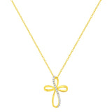 .925 Sterling Silver Diamond Accent Cross Ribbon 18
