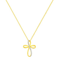 .925 Sterling Silver Diamond Accent Cross Ribbon 18