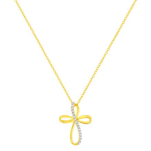 .925 Sterling Silver Diamond Accent Cross Ribbon 18" Pendant Necklace (I-J Color, I2-I3 Clarity)-3