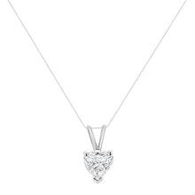 14K White Gold 3-Prong Set Heart Shaped Solitaire Lab Grown Diamond 18" Pendant Necklace (F-G Color, VS2-SI1 Clarity)-3