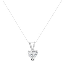 14K White Gold 3-Prong Set Heart Shaped Solitaire Lab Grown Diamond 18" Pendant Necklace (F-G Color, VS2-SI1 Clarity)-4