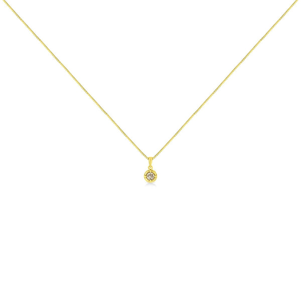 14K Yellow Gold Plated .925 Sterling Silver Brilliant Round Cut Diamond Solitaire Milgrain 18