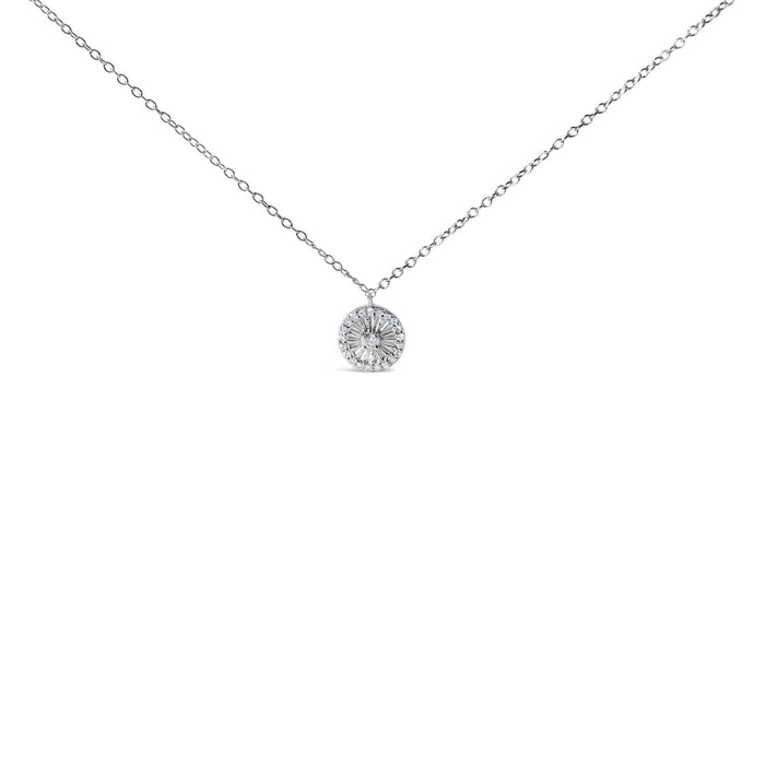 .925 Sterling Silver 1/6 Cttw Diamond Wheel and Spoke Pendant Necklace (H-I Color, I2-I3 Clarity) - 18