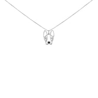 .925 Sterling Silver Diamond Accent and Black Enamel French Bullldog 18