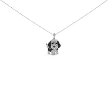 .925 Sterling Silver 1/4 cttw White and Black Diamond Dog Pendant Necklace 18 inch (I-J Color, I2-I3 Clarity)-1
