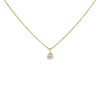 14K Yellow Gold 3/8 Cttw 3 Prong Martini Set Round Diamond Solitaire Pendant Necklace (G-H Color, SI2-I1 Clarity) - 18