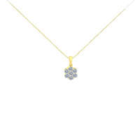 14K Yellow Gold 1.00 Cttw Brilliant Round-Cut Diamond 7 Stone Floral Cluster 18