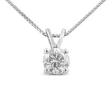 14K White Gold 1/4 Cttw Round Brilliant Cut Lab Grown Diamond 4-Prong Solitaire Pendant Necklace-4 thumbnail 5