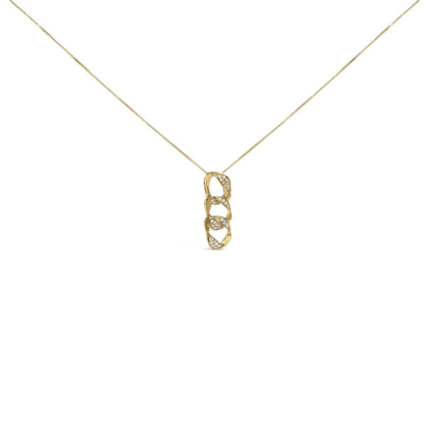 14K Yellow Gold Plated .925 Sterling Silver 1/6 Cttw Diamond Interlocking Triple Asymmetric Circle Hoop 18