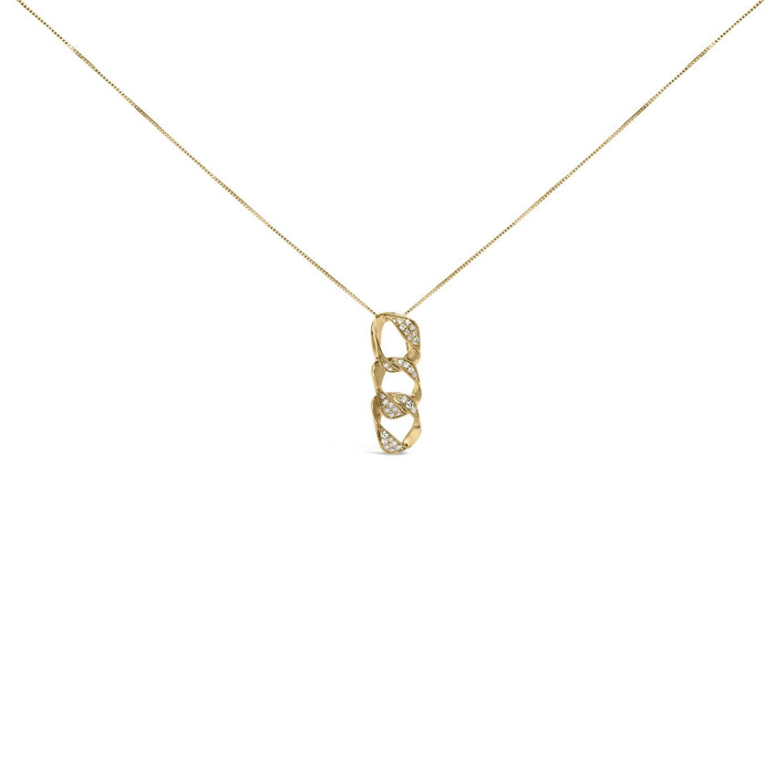 14K Yellow Gold Plated .925 Sterling Silver 1/6 Cttw Diamond Interlocking Triple Asymmetric Circle Hoop 18