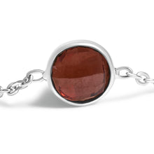 .925 Sterling Silver Bezel Set Red Garnet 5 Station Adjustable Bolo Bracelet-2