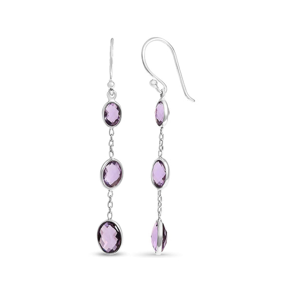 .925 Sterling Silver Checkerboard Cut Oval Purple Amethyst 2