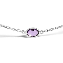 .925 Sterling Silver Checkerboard Cut Purple Amethyst Bezel Station Necklace - 22" Inches-2