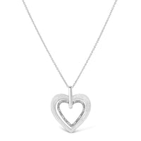.925 Sterling Silver Prong-Set Diamond Accent Double Heart 18