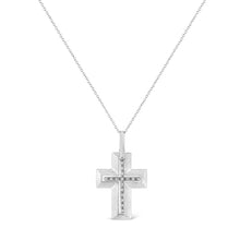 .925 Sterling Silver Prong-Set Diamond Accent Bold Cross 18" Pendant Necklace (I-J Color, I1-I2 Clarity)-1