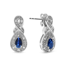 .925 Sterling Silver 4.5 x 3mm Pear Sapphire Gemstone and Diamond Accent Infinity Drop Stud Earrings (H-I Color, SI1-SI2 Clarity)-1