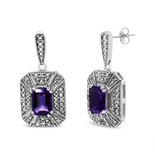 .925 Sterling Silver Diamond Accent and 7x5mm Purple Amethyst Stud Earrings (I-J Color, I2-I3 Clarity)-1