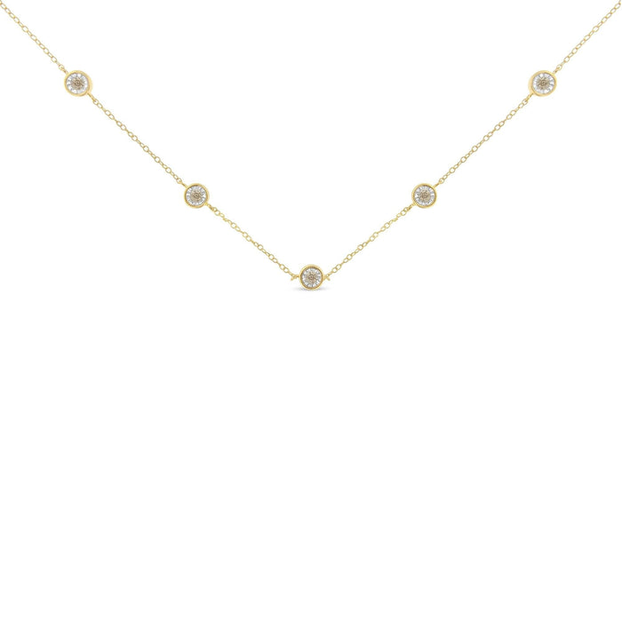 Sterling Silver Diamond Station Necklace (1/2 cttw, K-L Color, I2-I3 Clarity)