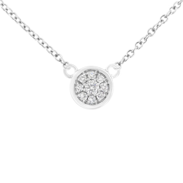 10K White Gold 1/4 Cttw Diamond Flower Pendant Necklace (I-J Color, I2-I3 Clarity) - Adjustable 16-18