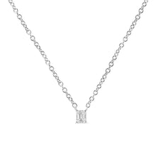 14K White Gold 1/5 Cttw Emerald Shape Solitaire Diamond 18" Pendant Necklace (G-H Color, VS2-SI1 Clarity)-1
