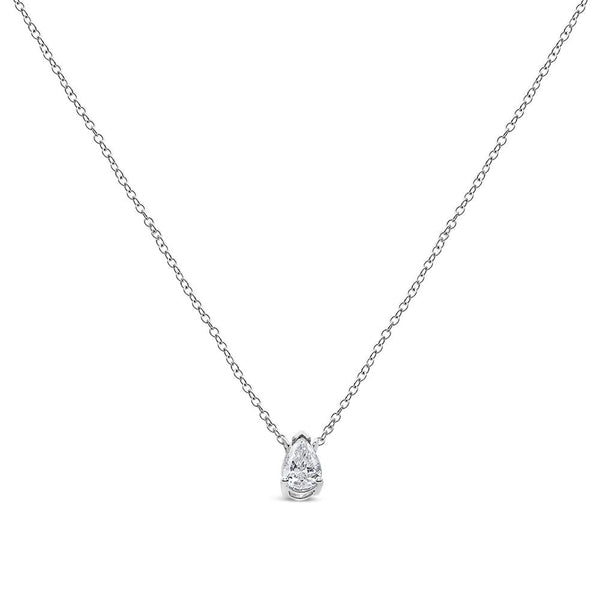 14K White Gold 1/5 Cttw Pear Shape Solitaire Diamond 18