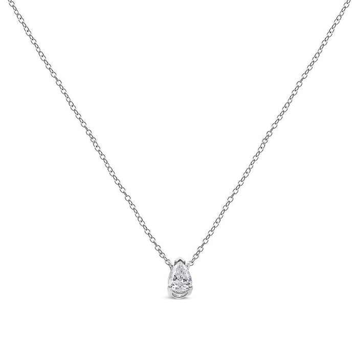 14K White Gold 1/5 Cttw Pear Shape Solitaire Diamond 18