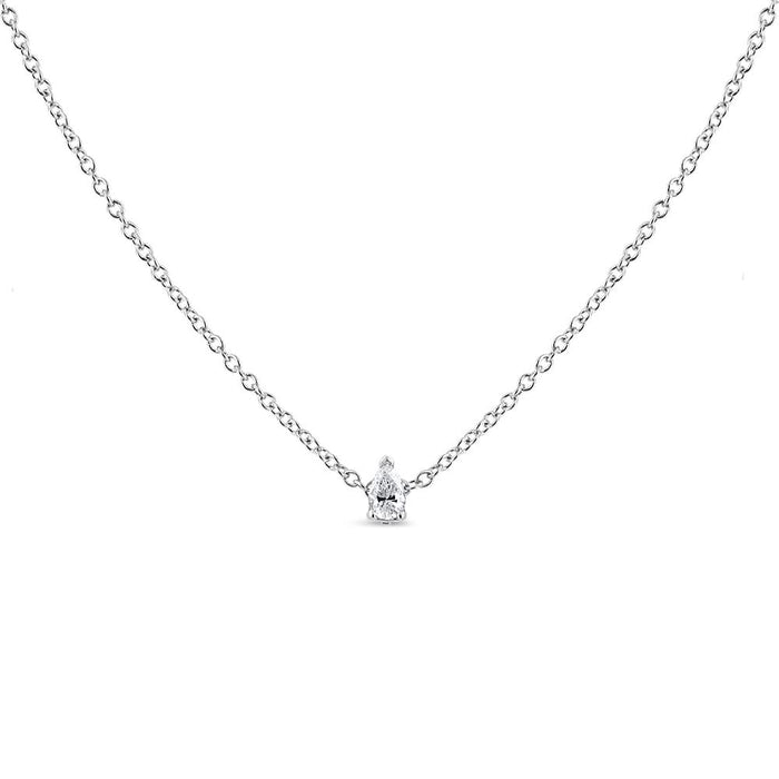 14K White Gold Pear Shape Lab Grown Diamond Solitaire Pendant Necklace (F-G Color, VS2-SI1 Clarity)