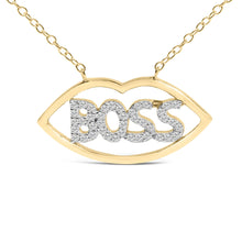 14K Yellow Gold Plated Silver 1/4 Cttw Diamond "Boss" Pendant Necklace - 18 Inch-1