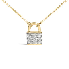 14K Yellow Gold 1/6 Cttw Diamond Lock Pendant 18" Necklace (I-J Color, I1-I2 Clarity)-1