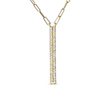 14K Yellow Gold 3/8 Cttw Two-Strand Marquise and Bar Charm Paper Clip Link Pendant Necklace  (I-J Color, I1-I2 Clarity) -18