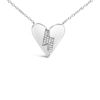 .925 Sterling Silver Diamond Broken Heart Pendant Necklace (H-I Color, I1-I2 Clarity) - 18