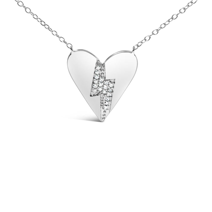 .925 Sterling Silver Diamond Broken Heart Pendant Necklace (H-I Color, I1-I2 Clarity) - 18
