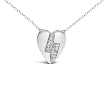 925 Sterling Silver 1/3 Ctw Diamond Heart and Lightning Bolt Pendant Necklace (H-I Color, SI1-SI2 Clarity) -  18" Inches-1