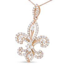 14K Yellow Gold 1.00 Cttw Round Diamond Fleur De Lis 18" Pendant Necklace (H-I Color, SI2-I1 Clarity)-1
