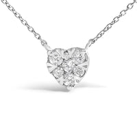 14K White Gold 1/4 Cttw Diamond Composite Heart Pendant Necklace - 18