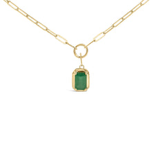 10K Yellow Gold Emerald Cut 6x4 MM Green Emerald Solitaire Pendant Necklace - 18 inch-3