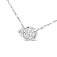 14K White Gold 1/4 Cttw Round Diamond Composite Teardrop Shape 18