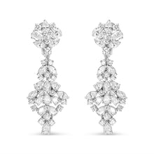 18K White Gold 9 1/2 Cttw Diamond Cluster Drop Dangle Clip-On Earrings (F-G Color, VS1-VS2 Clarity)-1