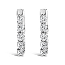 14K White Gold 2 3/4 Cttw Oval Cut Lab Grown Diamond Inside Out Hoop Earrings-1