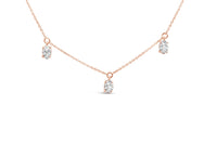 14K Rose Gold 1 3/8 Cttw Oval Lab Grown Diamond Dangle Station Necklace - 17