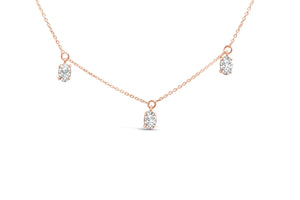 14K Rose Gold 1 3/8 Cttw Oval Lab Grown Diamond Dangle Station Necklace - 17