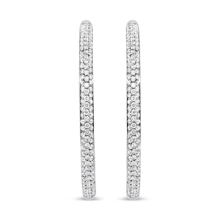 18K White Gold 2.00 Cttw Round-Cut Diamond Inner-Outer Hoop Earrings (F-G Color, VS1-VS2 Clarity)