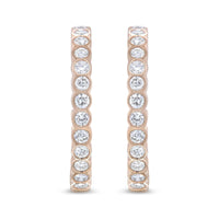18K Rose Gold 1 Cttw Round Bezel-Set Diamond Hoop Earrings (F-G Color, VS1-VS2 Clarity)
