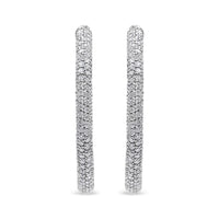 18K White Gold 2 1/3 Cttw Pave Set Diamond Semi Eternity Leverback Hoop Earrings (F-G Color, VS1-VS2 Clarity)
